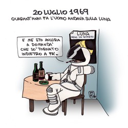 L'uomo sulla luna, il calendario sulla scrivania