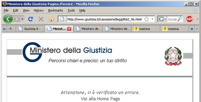 Le pagine segnalate da Google sono assenti dal sito del ministero della Giustizia
