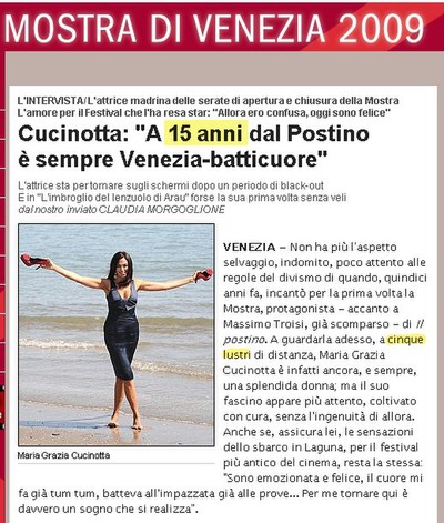 L'articolo di Repubblica.it con un grossolano errore di moltiplicazione, dove 15 anni diventano 5 lustri, cioe' 25.