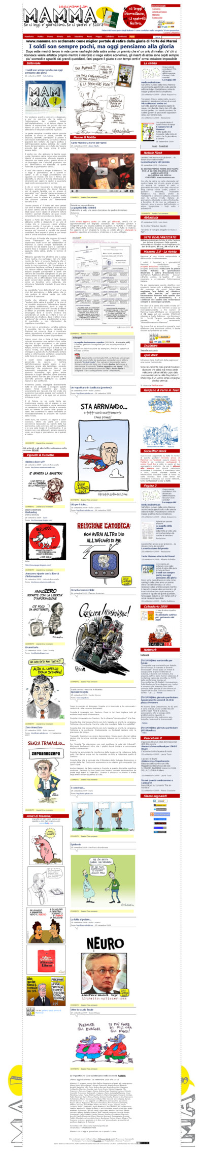 La homepage di Mamma! cosi' come appare il 29 settembre 2009. A futura memoria