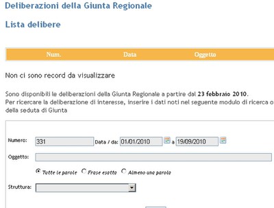 Il sito della regione Puglia