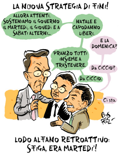 Fini sostiene il governo a giorni alterni. Peccato ieri fosse martedì.