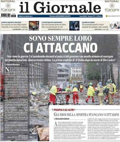 Testata de "Il Giornale" 23-07-2011