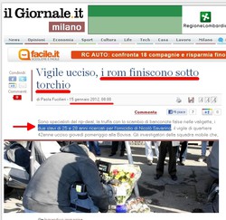 Screenshot de "Il Giornale" - "I Rom Sotto Torchio"
