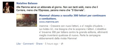 Il sostegno di Natalino Balasso a Mamma!