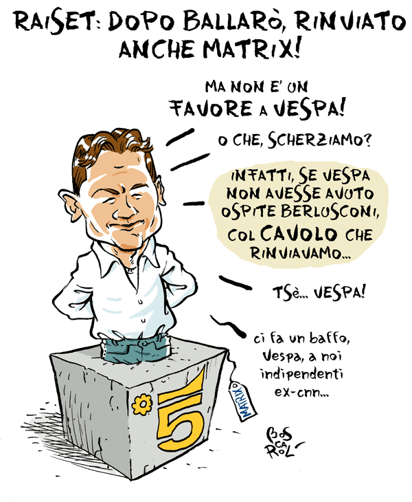 Vinci non rinvia Matrix per fare un favore a Vespa. Se non ci fosse Berlusconi ospite, infatti, non rinvierebbe affatto. I giornalisti indipendenti ex-cnn non temono Vespa!
