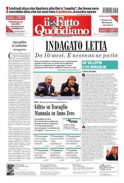 La copertina del primo numero del "Fatto Quotidiano"