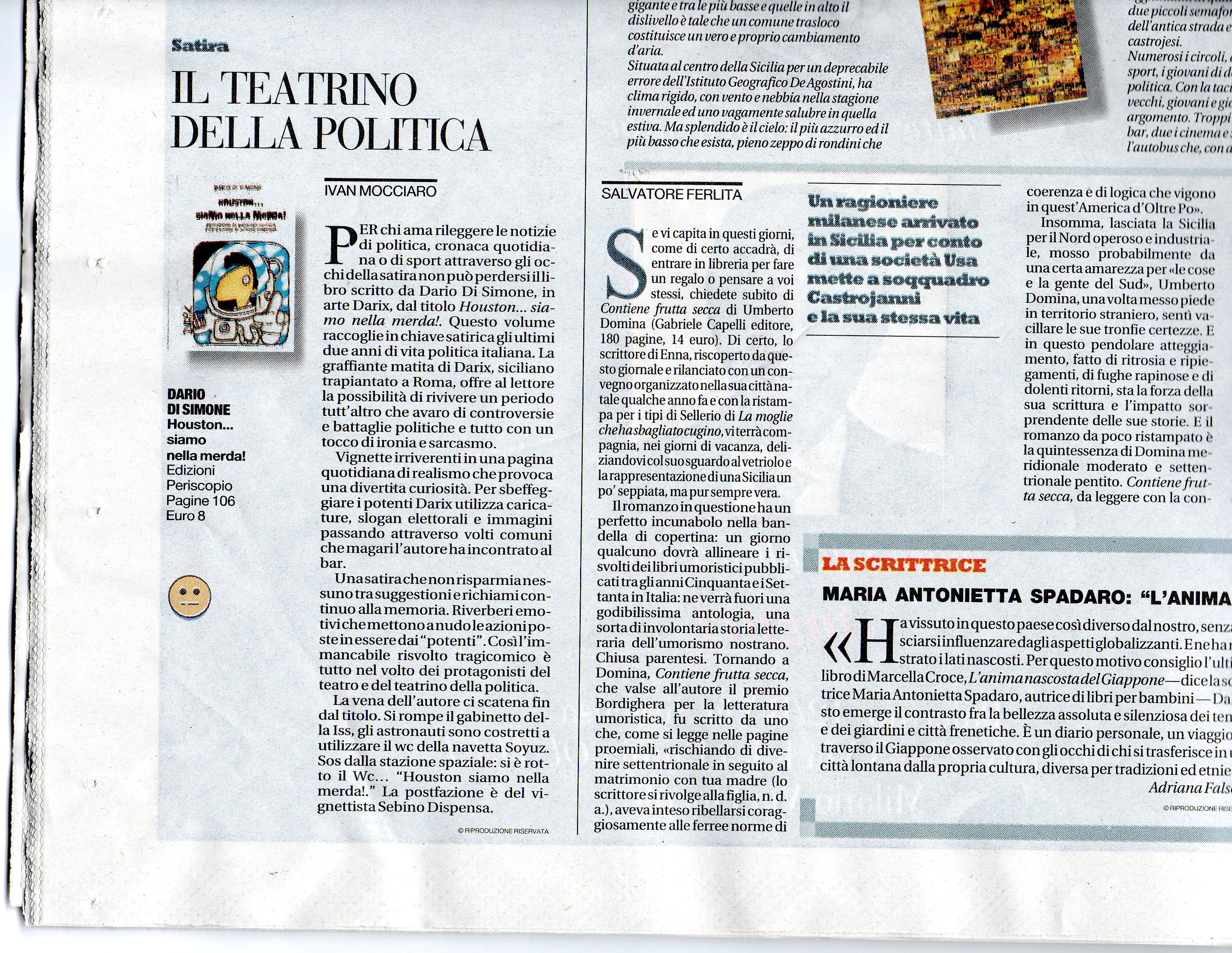 La scansione della Recensione uscita domenica 20 dicembre sull'edizione di Palermo della Repubblica.