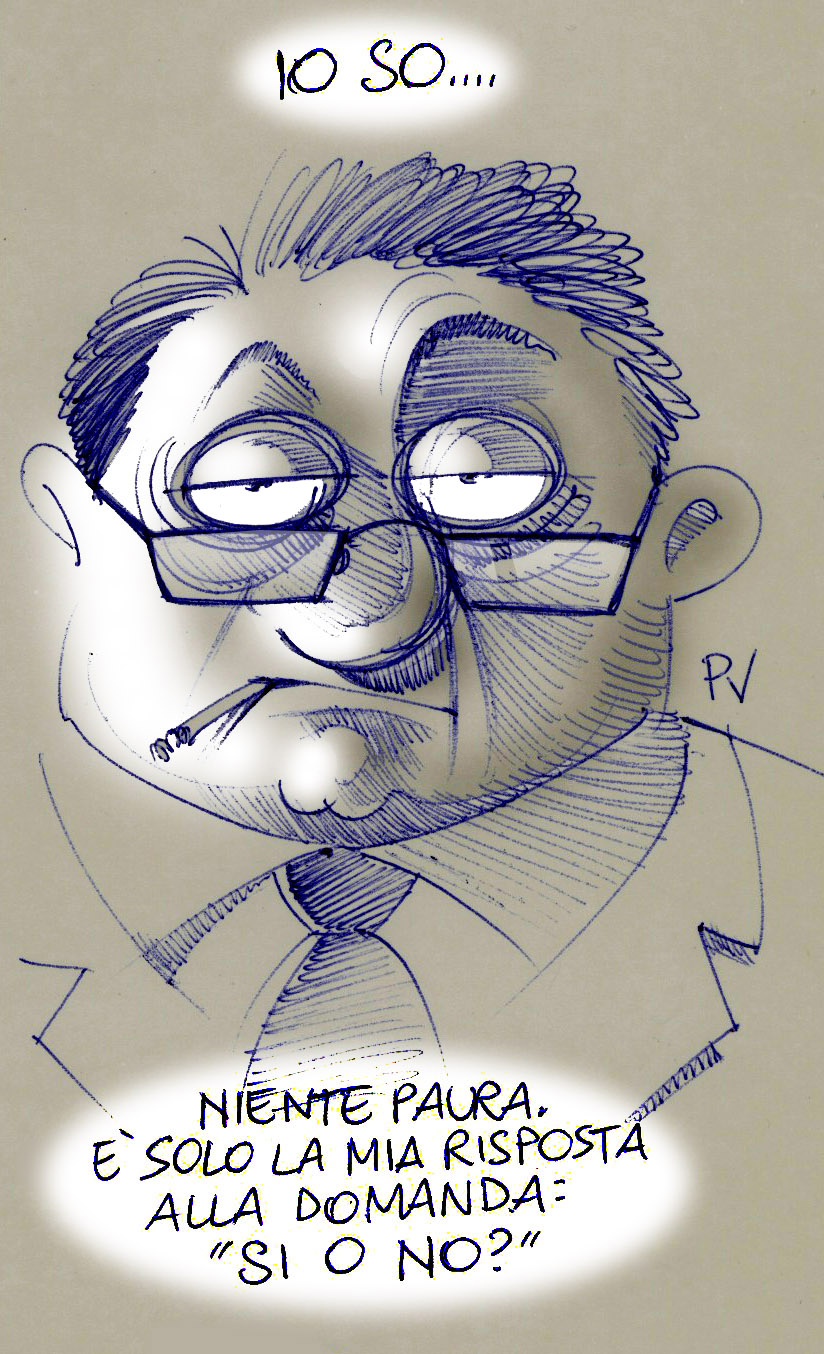 Quando un politico colluso con certe organizzazioni mafiose, dice "IO SO"................ :-) (Tecnica: penna Bic blue su carta da pane con photoshop - cm 13 x 20)