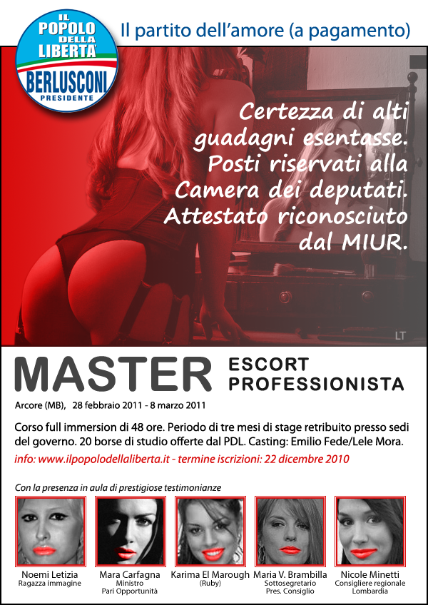 Manifesto del master per escort
